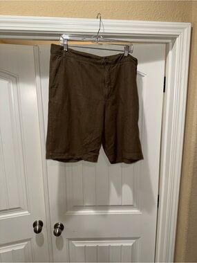 OAK + FORT Men's Olive Flat-Front Casual Shorts Size L EUC